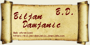 Biljan Damjanić vizit kartica